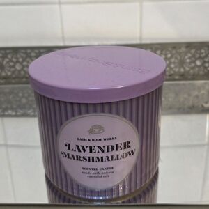 Bath & Body Works Lavender Marshmallow Scented Candle — White & Cream Label